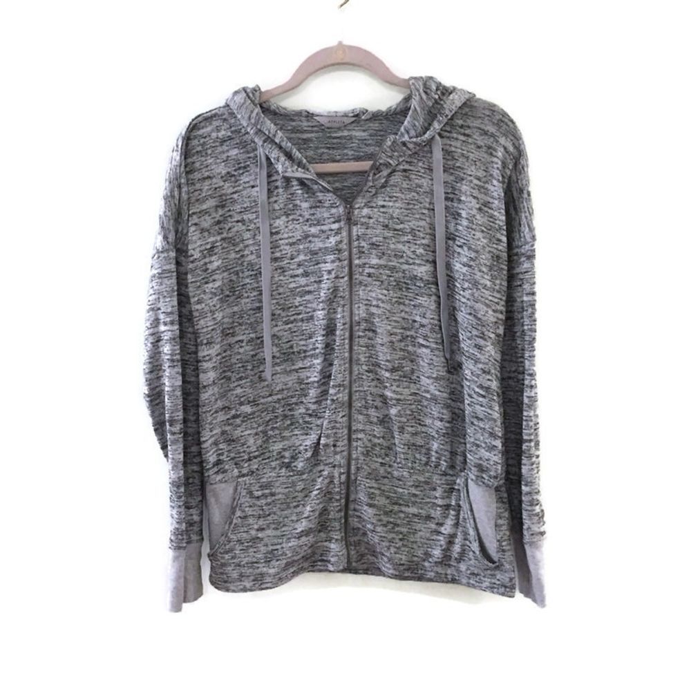 ATHLETA Batwing & Robin gray hoodie zip up Jacket